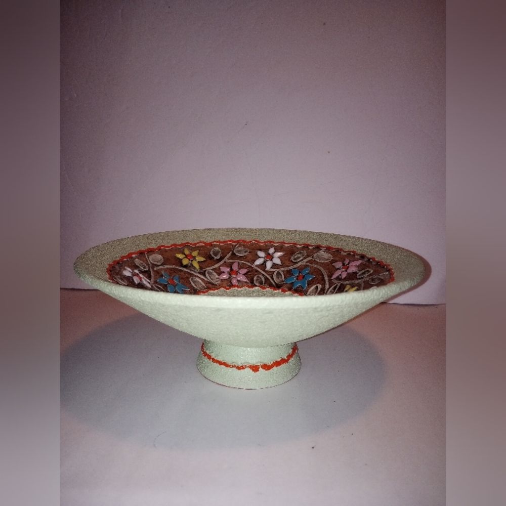 Mid-Cent. Italian Terracotta and Enamel Pedestal Bowl - Bitossi for Ros.Netter